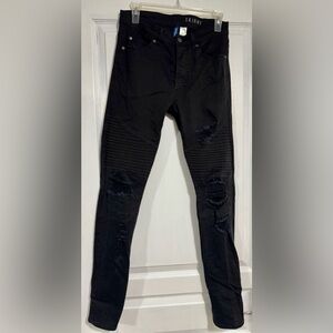 H&M Divided Mens Jeans Sz 29 Skinny Distressed Black